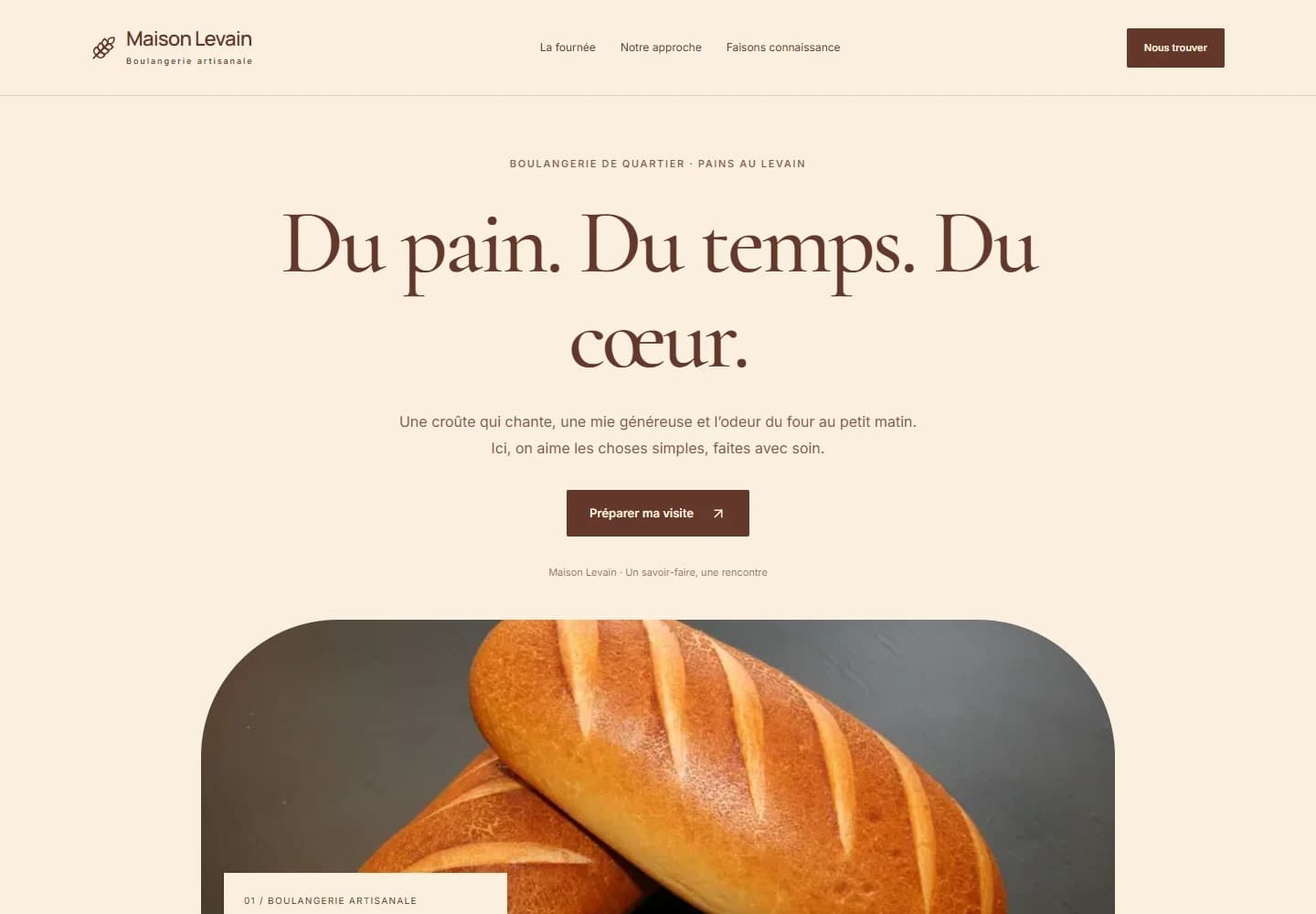 Capture du site de démonstration fictif Maison Levain