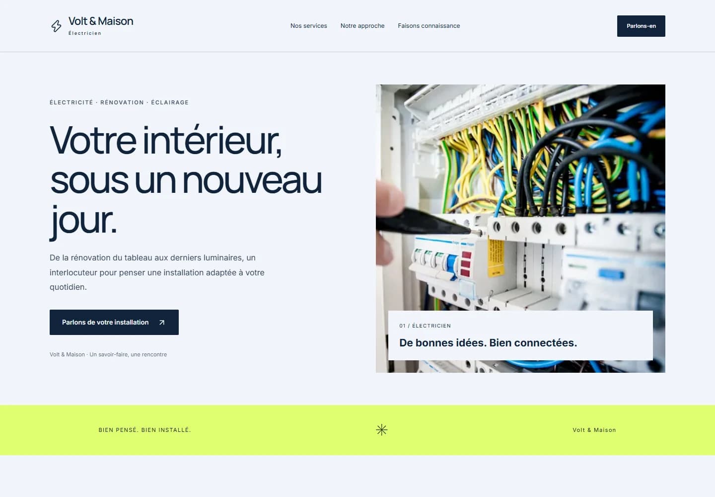Capture du site de démonstration fictif Volt & Maison