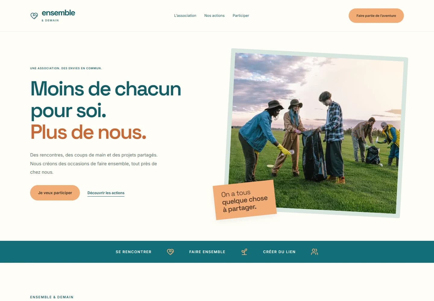 Capture du véritable site de démonstration Ensemble & Demain