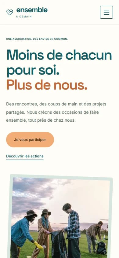 Aperçu mobile du même site Ensemble & Demain